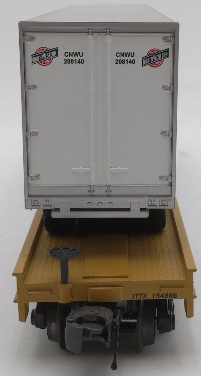 MTH 20-98632 Chicago NorthWestern Flat Car #154886 with 48’ Trailer EX/Box - Image 6