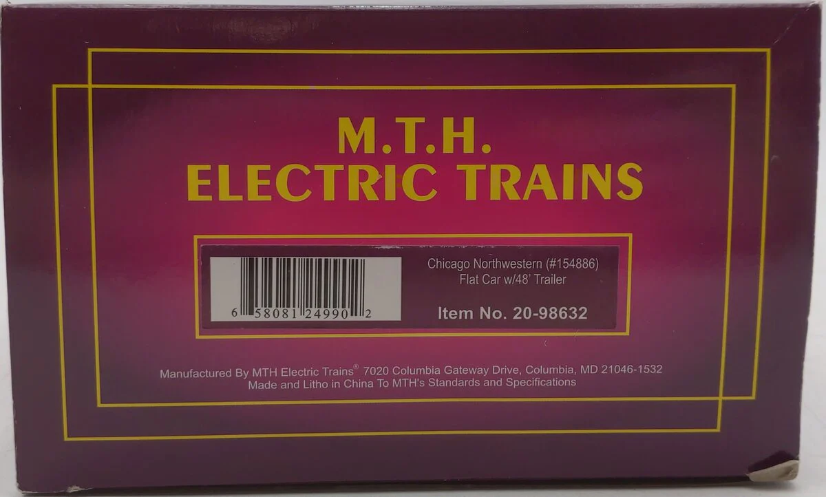 MTH 20-98632 Chicago NorthWestern Flat Car #154886 with 48’ Trailer EX/Box - Image 9