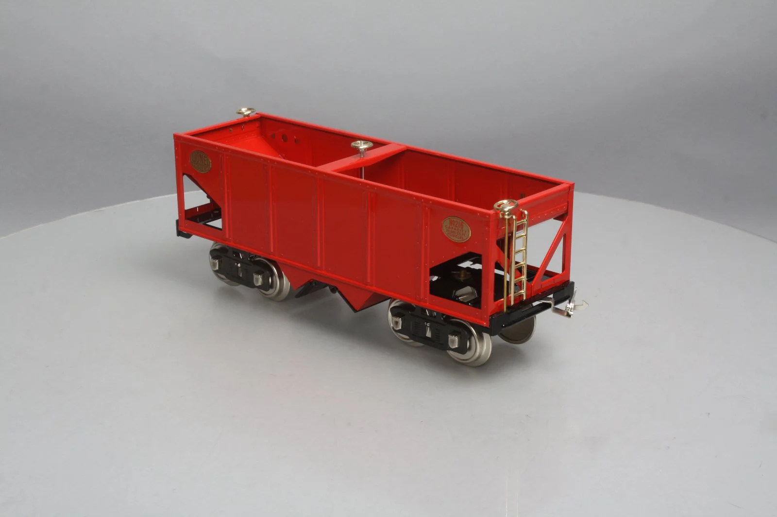 MTH 216 Standard Gauge 2-Bay Hopper Car- Red EX - Image 7