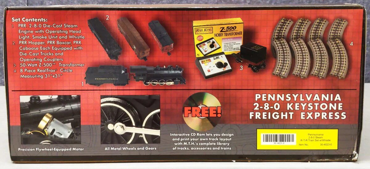 MTH 30-4023-0 Pennsylvania 2-8-0 O Gauge Steam Freight Train Set w/Whistle NIB - Image 6