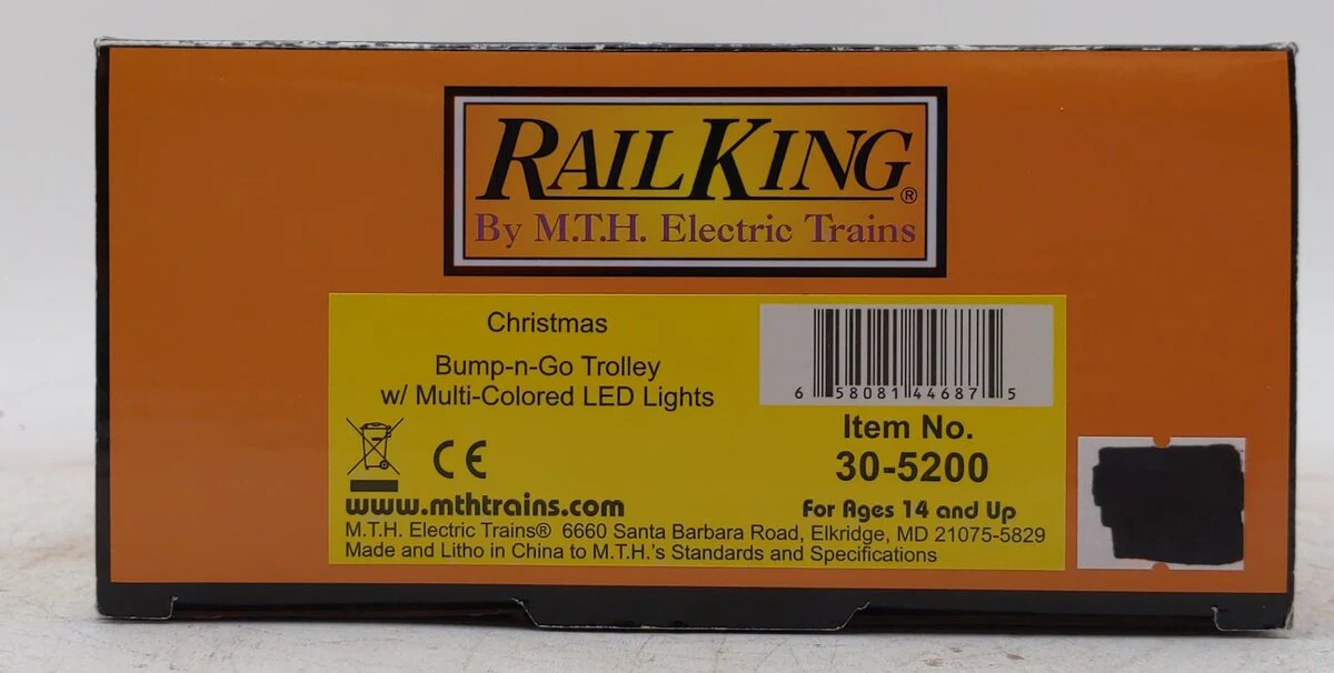 MTH 30-5200 O Christmas RailKing Bump-N-Go Trolley with LED Lights LN/Box - Image 5