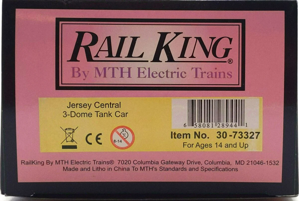 MTH 30-73327 O Gauge Jersey Central 3-Dome Tank Car #92527 LN/Box - Image 8