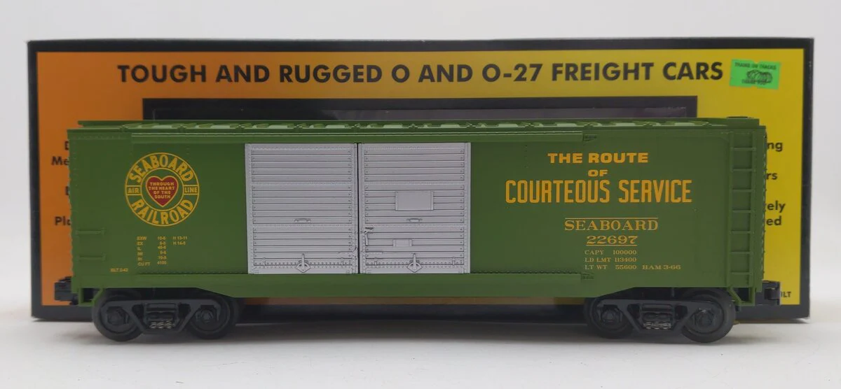 MTH 30-74143 O Gauge Seaboard 40' Double Door Box Car #22697 VG/Box
