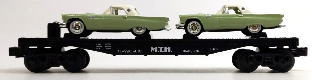 MTH 30-7613 O Gauge Auto Transport Flatcar with Two ThunderBirds LN/Box - Image 4