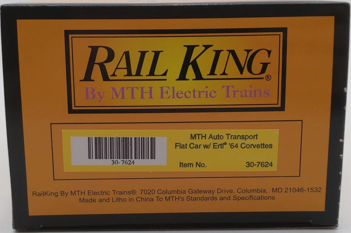 MTH 30-7624 O Gauge Auto Transport Flatcar with 2 Ertl '64 Corvettes #19640 NIB - Image 7
