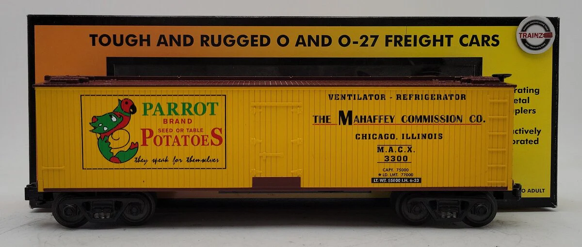 MTH 30-7823 O Gauge Mac Acquisitions Parrot Potatoes Reefer #3300 LN/Box