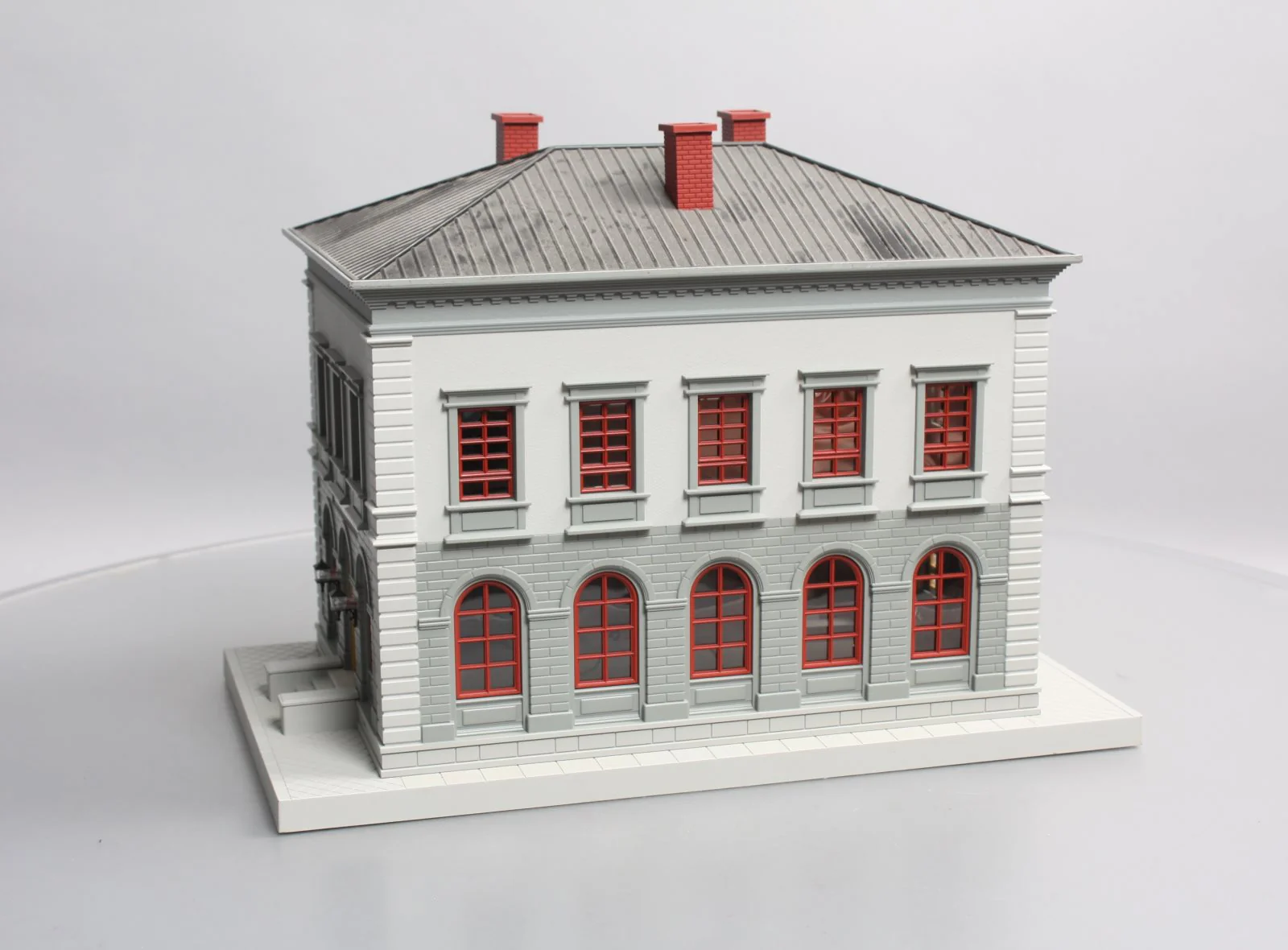 MTH 30-9099 O Gray & Maroon Police Station Assembled Building LN - Image 7