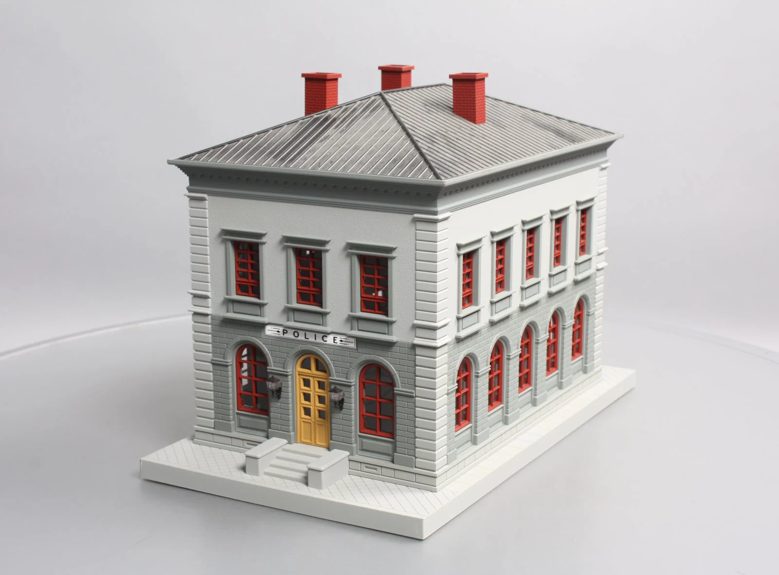 MTH 30-9099 O Gray & Maroon Police Station Assembled Building NIB - Image 7