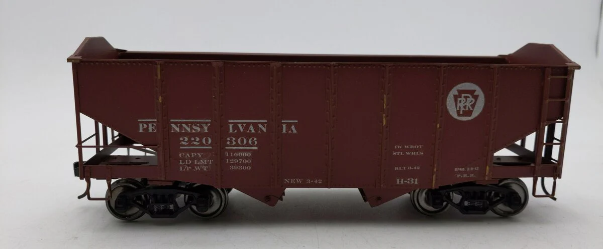 O Gauge Brass Pennsylvania Uncovered Hopper 220306  Custom Painted - 2 Rail