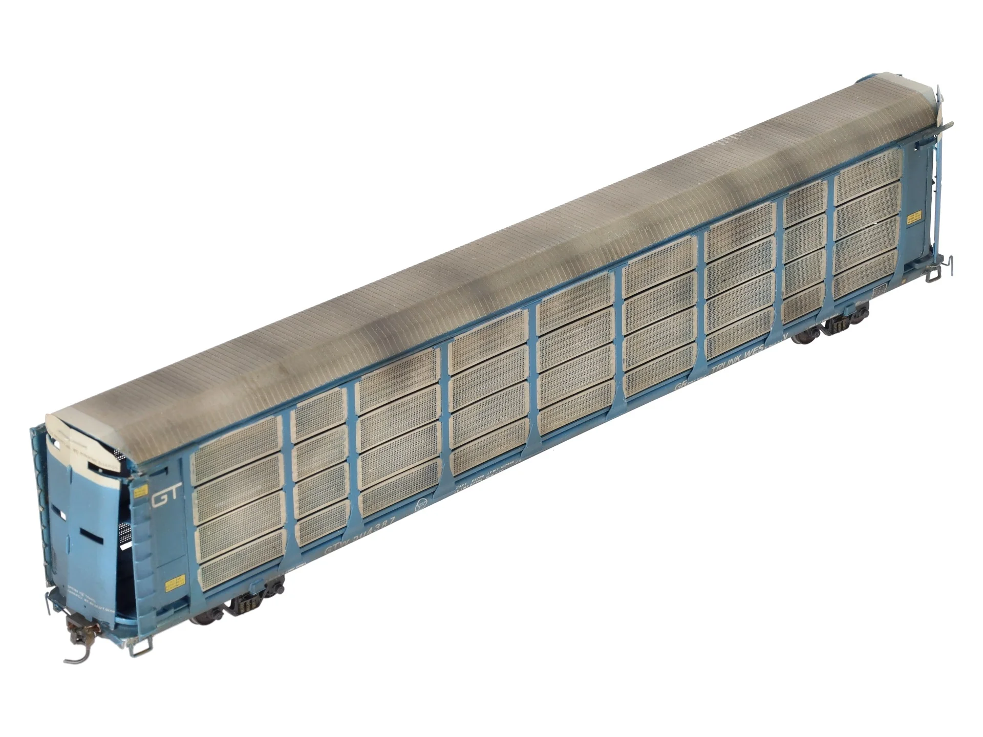 Overland 1323 HO BRASS Custom GTW Auto Rack Bi-Level Thrall w/ Closed Sides/Box - Image 4