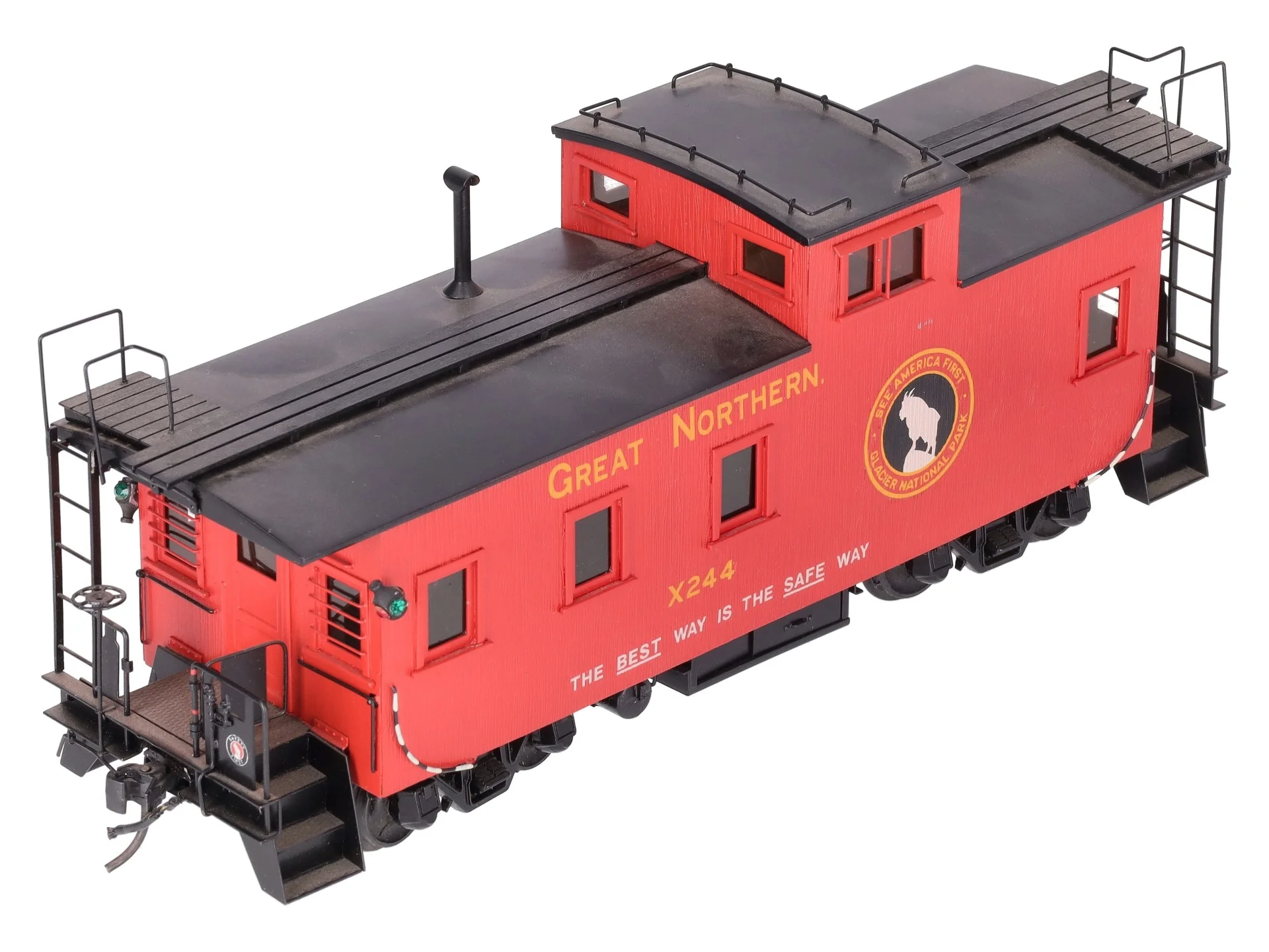 Overland O Brass Great Northern 30' Wood Caboose #X244 - Custom (2-Rail)/Box - Image 4