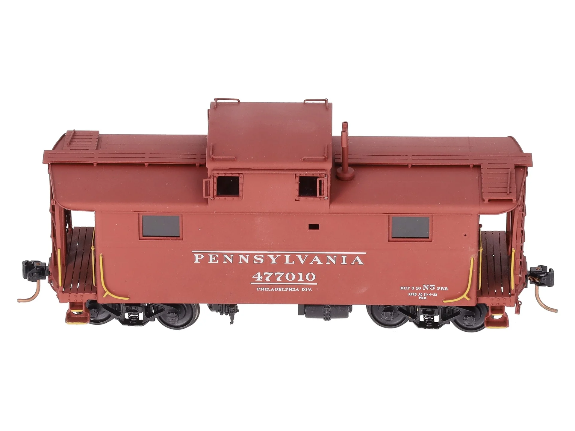 Overland OMI-1610/S BRASS S Scale PRR Steel Caboose N5A w/o Antenna -Painted EX/Box - Image 11