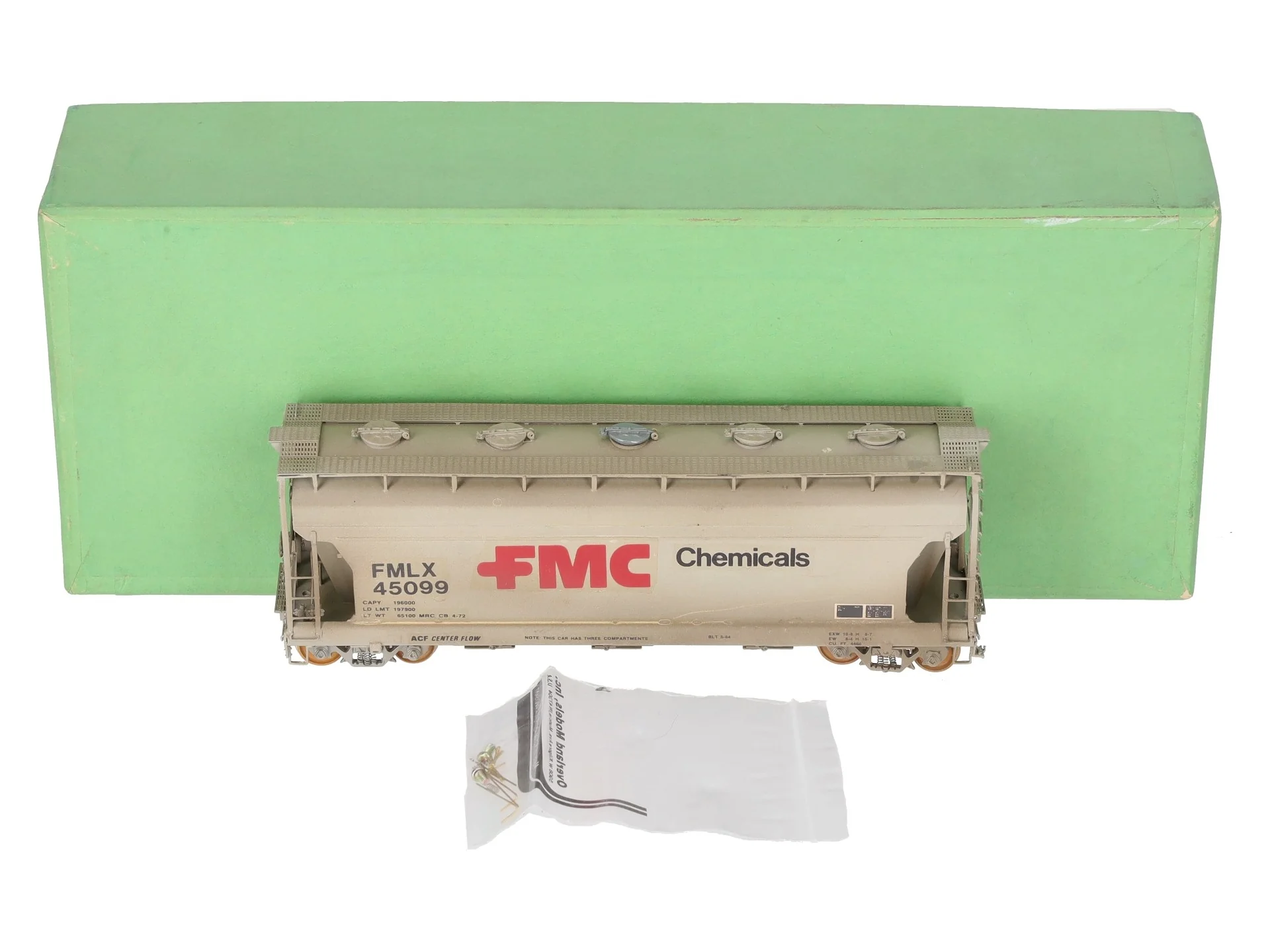 Overland OMI-3094 HO BRASS Custom FMC 3-Bay Centerflow 3560 Covered Hopper/Box