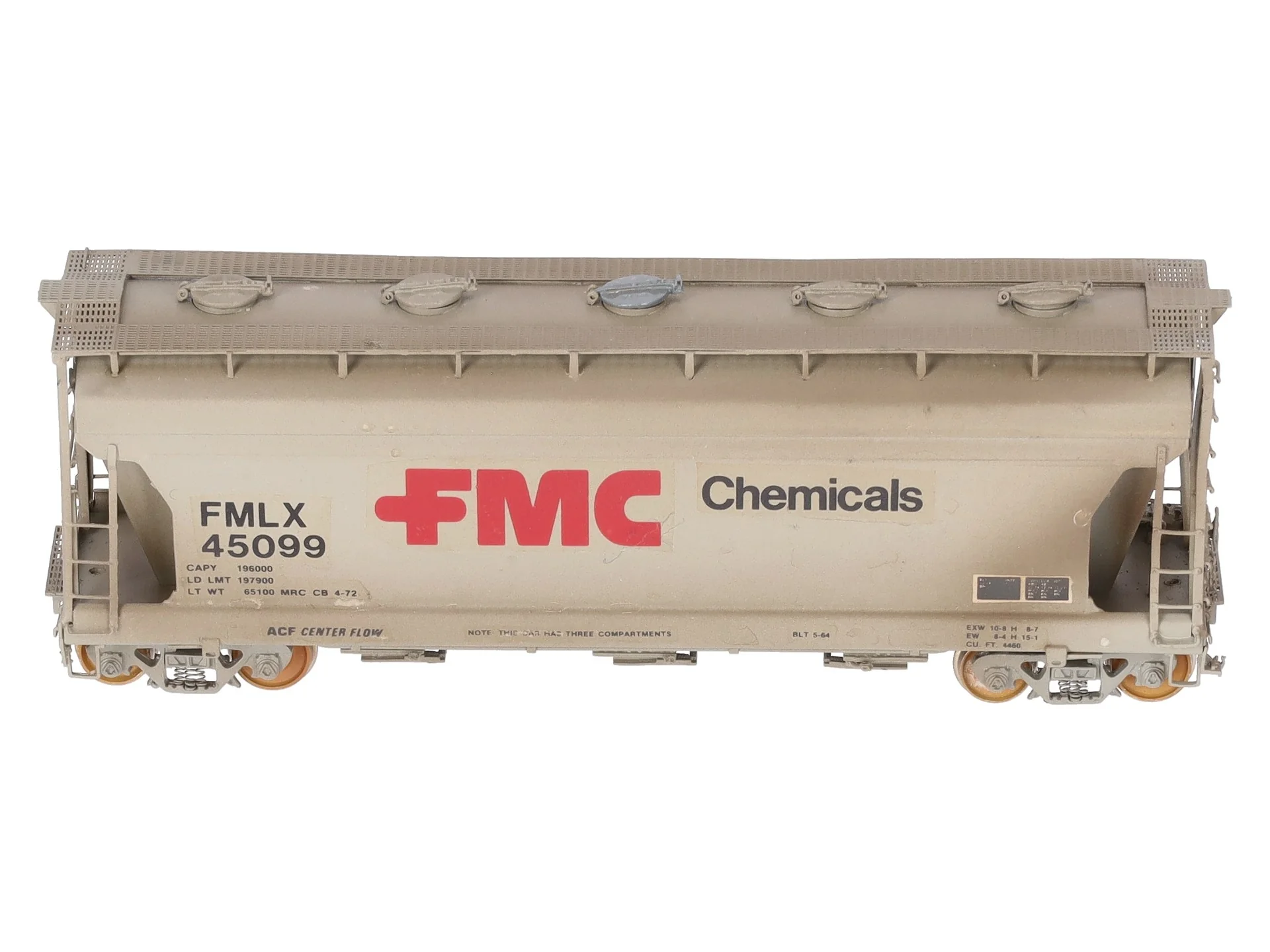 Overland OMI-3094 HO BRASS Custom FMC 3-Bay Centerflow 3560 Covered Hopper/Box - Image 11