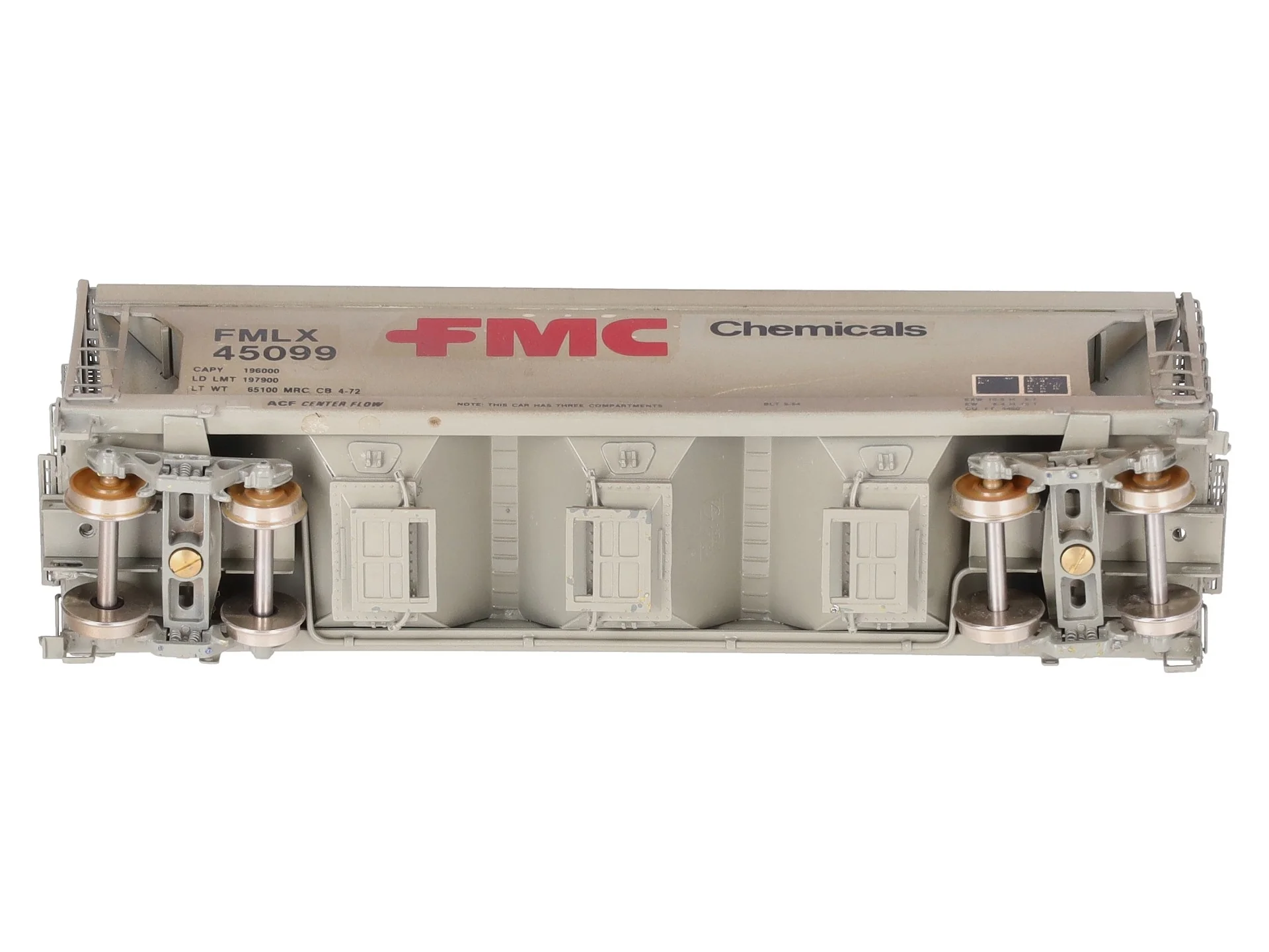 Overland OMI-3094 HO BRASS Custom FMC 3-Bay Centerflow 3560 Covered Hopper/Box - Image 6