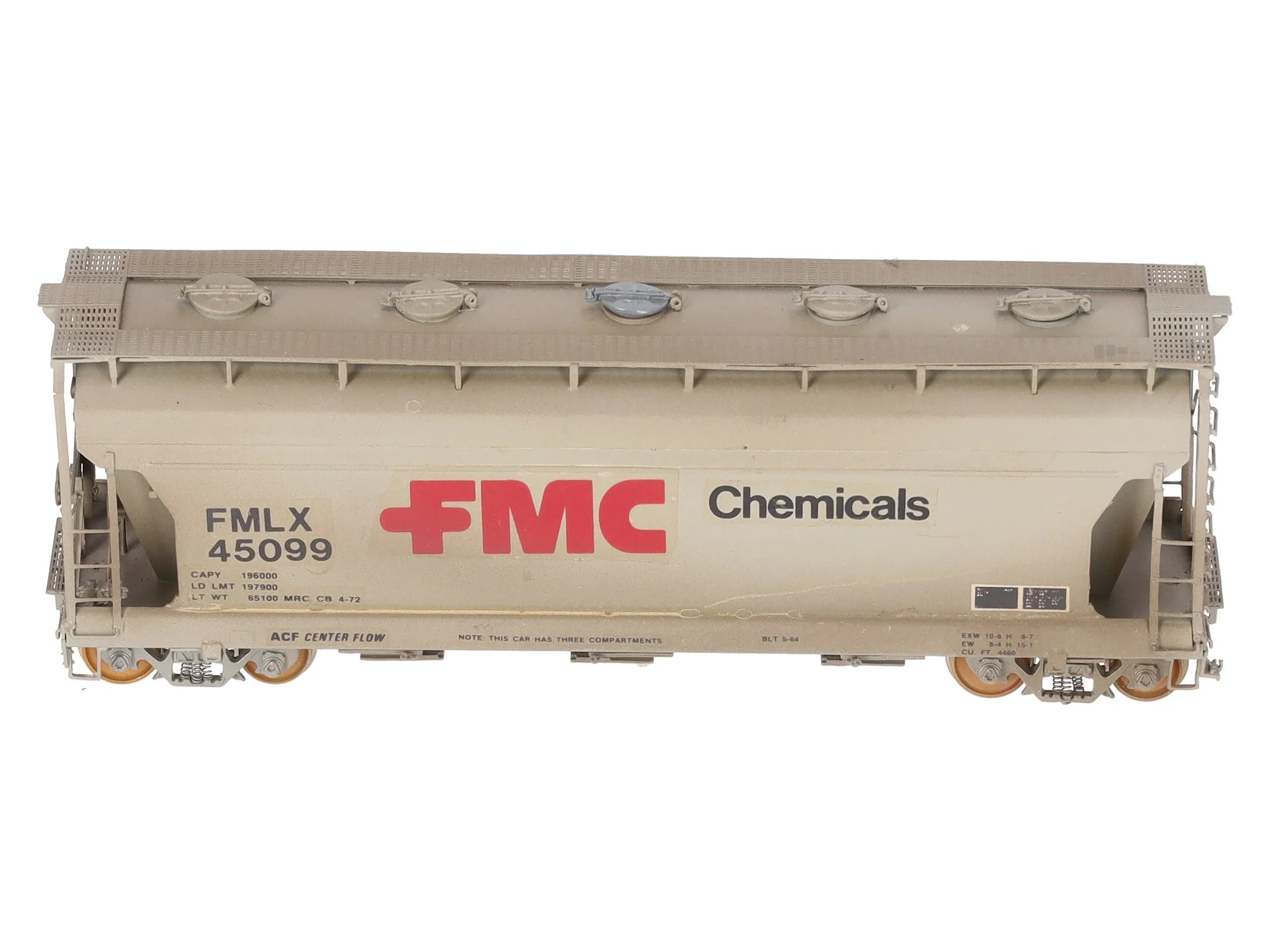 Overland OMI-3094 HO BRASS Custom FMC 3-Bay Centerflow 3560 Covered Hopper/Box - Image 7