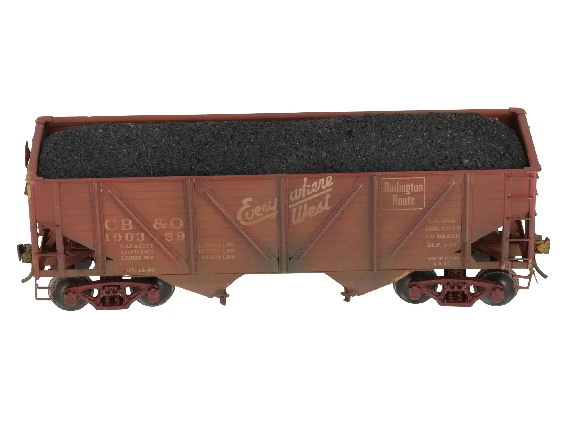 Precision Scale Co. 15009 O Brass CB&Q 55-Ton Twin Hopper 2-Rail -Painted/Box - Image 5