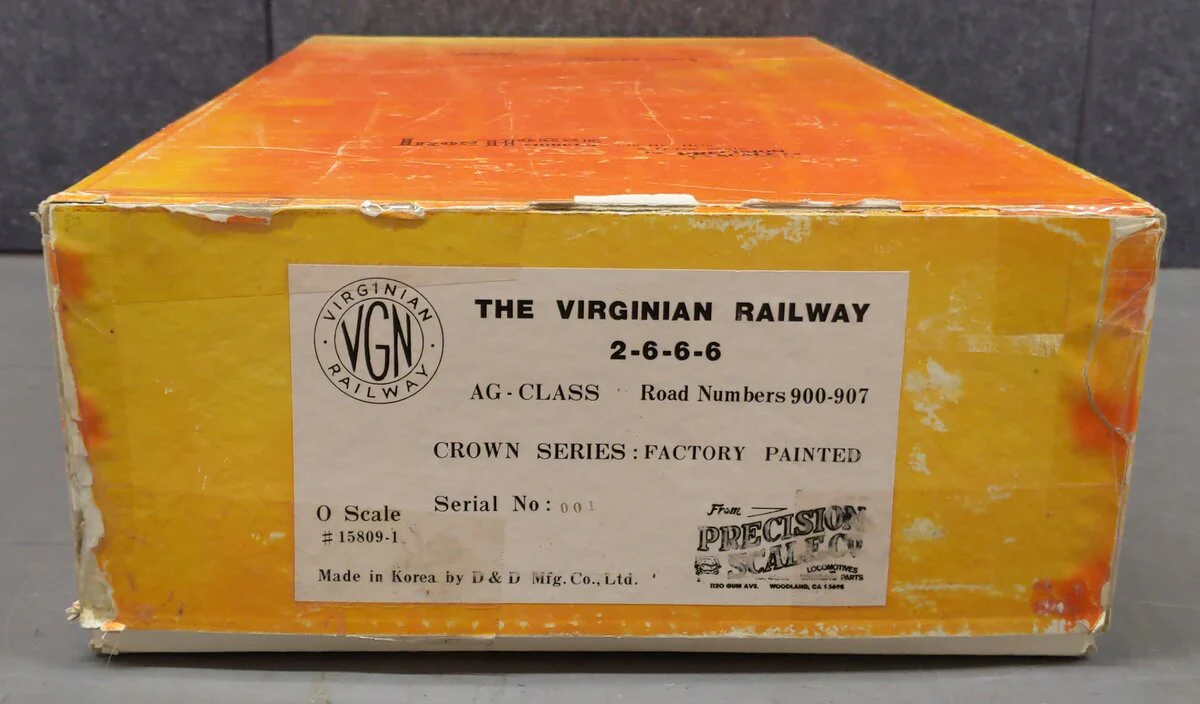 Precision Scale Co 15809-1 O Brass Virginian 2-6-6-6 Steam Loco & Tender #903 2R EX/Box - Image 6