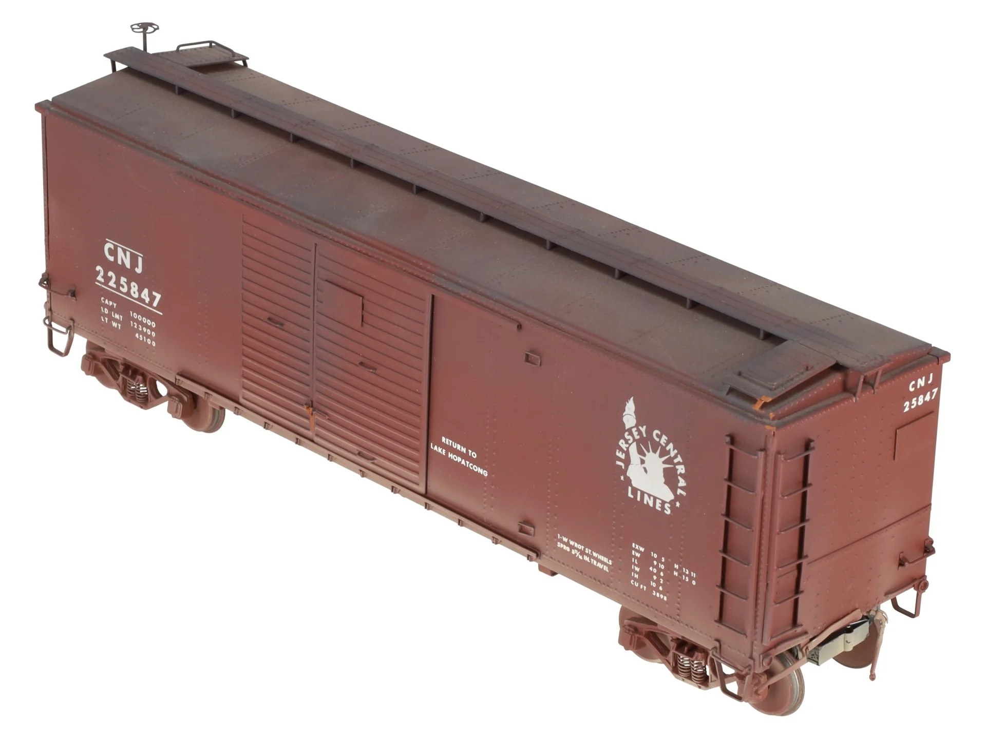 Precision Scale Company 15483 O BRASS CNJ X-28 Boxcar (Weathered) - 2 Rail/Box - Image 3