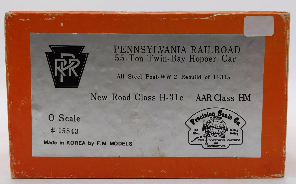 Precision Scale Company 15543 O 2-Rail Brass PRR 55 Ton Twin-Bay Hopper- Painted/Box - Image 5
