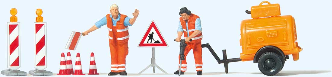 Preiser 10754 HO Road Construction Workers with Accessories