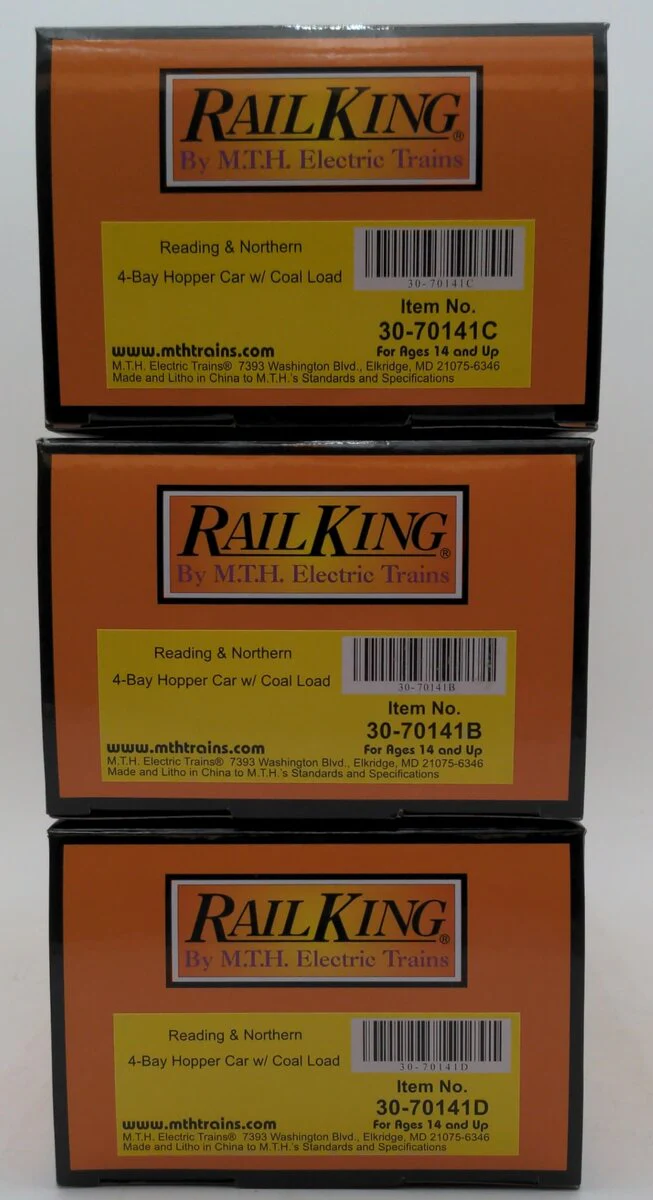 RailKing 30-70141 O Gauge Reading & Northern 4-Bay Hopper Car w/ Coal Load LN/Box - Image 9
