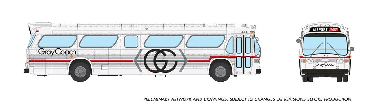 Rapido Trains 753116 HO Gray Coach Late Deluxe New Look Bus #1414