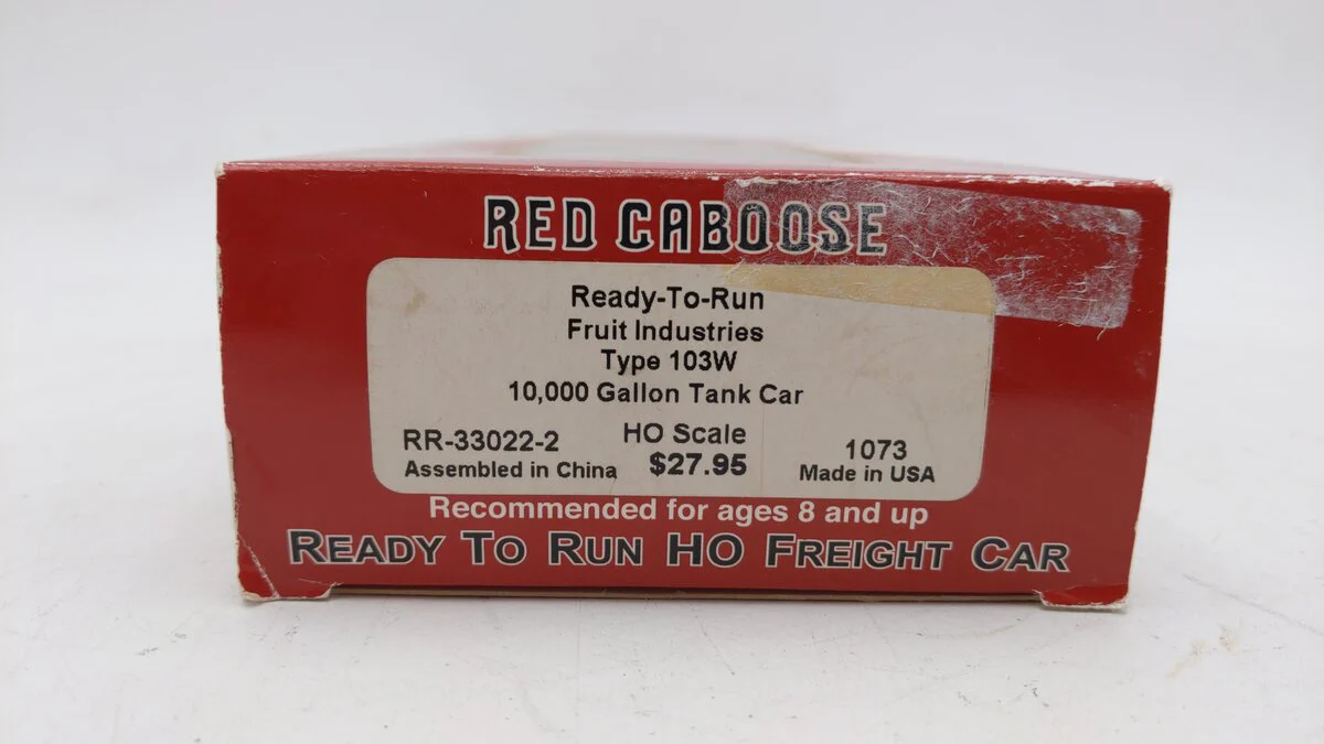 Red Caboose RR-33022-2 HO Scale Fruit Industries 103W 10K Gallon Tank Car #1073 EX/Box - Image 7