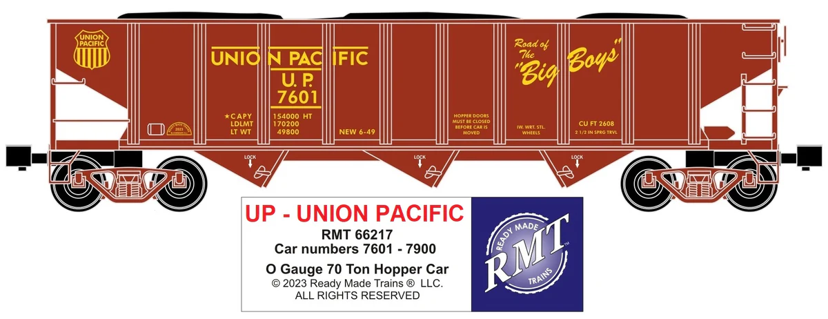 RMT 66217 O Union Pacific 3-Bay Coal Hopper Car w/ Load - Image 2