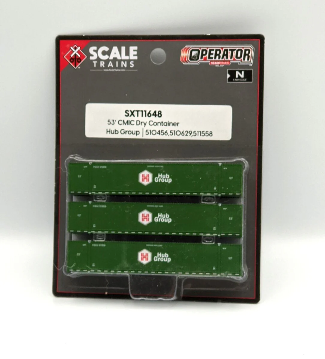 Scale Trains SXT11648 N Scale CMIC 53" Dry Container Hub Group 3-pack
