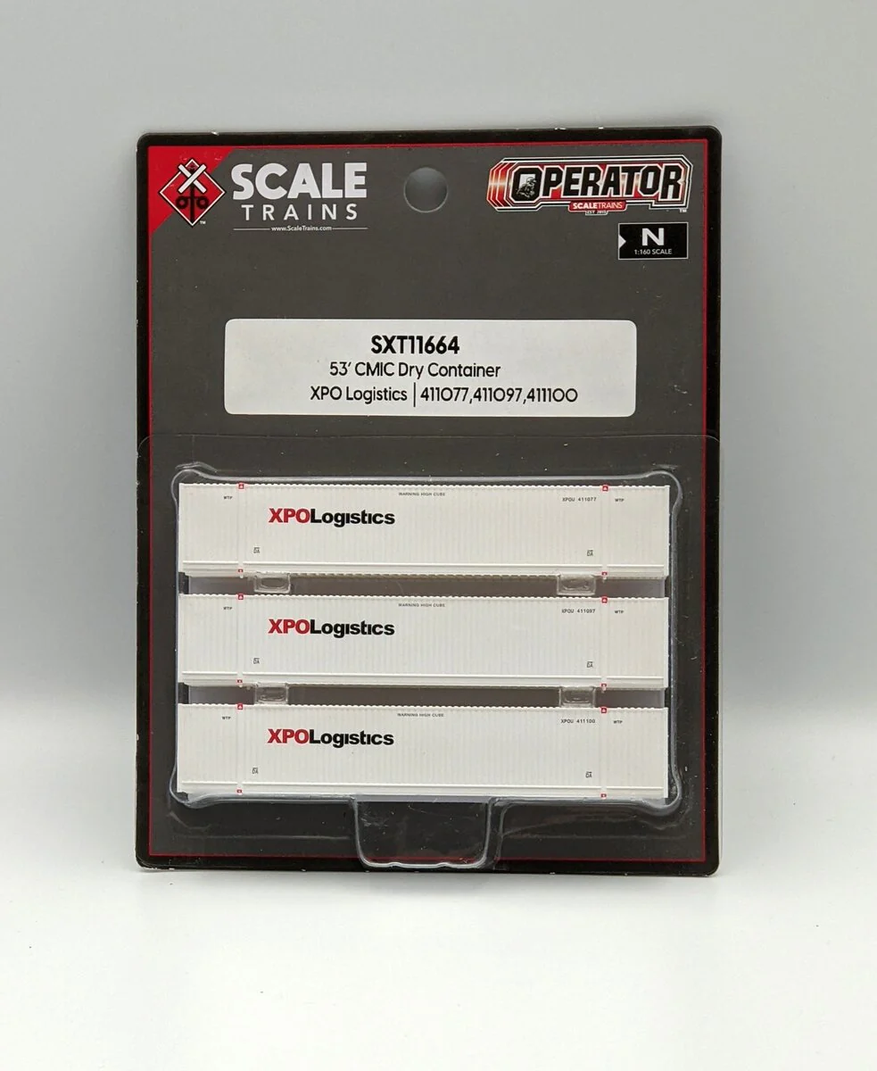Scale Trains SXT1664 N Scale CMIC 53" Dry Container XPO Logistics 3-pack