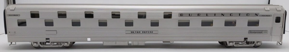 Golden Gate Depot O Aluminum CB&Q Budd Slumber "Silver Repose" Coach (2 Rail) EX/Box - Image 2
