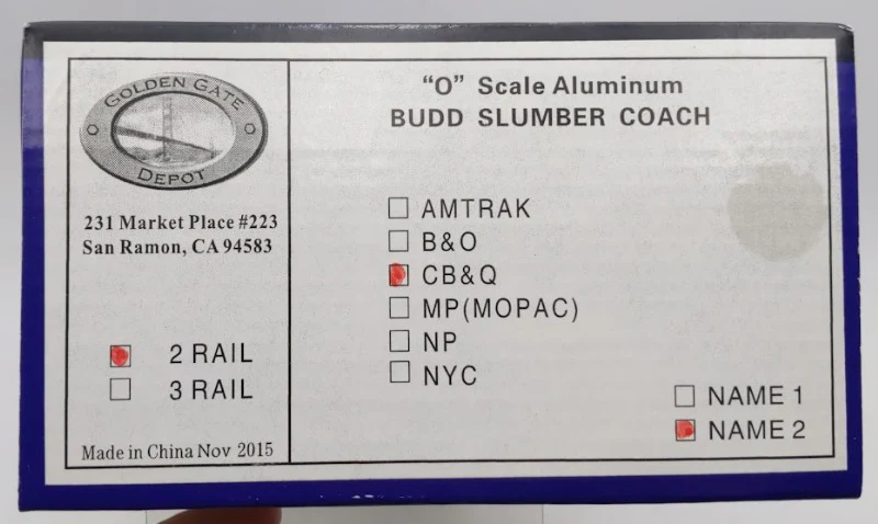 Golden Gate Depot O Aluminum CB&Q Budd Slumber "Silver Repose" Coach (2 Rail) EX/Box - Image 7