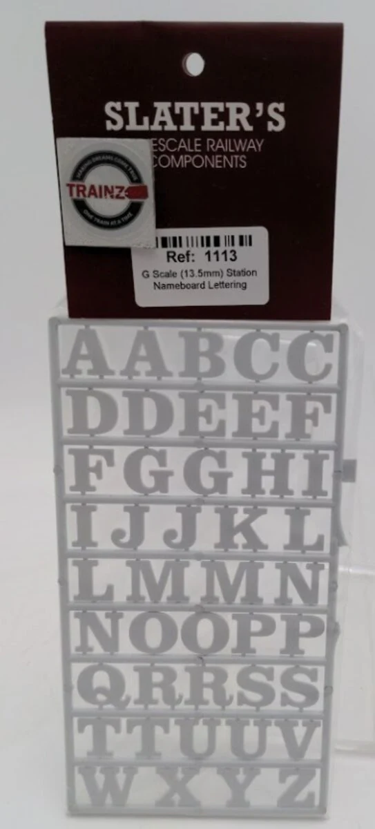 Slater's 1113 G Scale White 13.5 mm High Station Nameboard Lettering