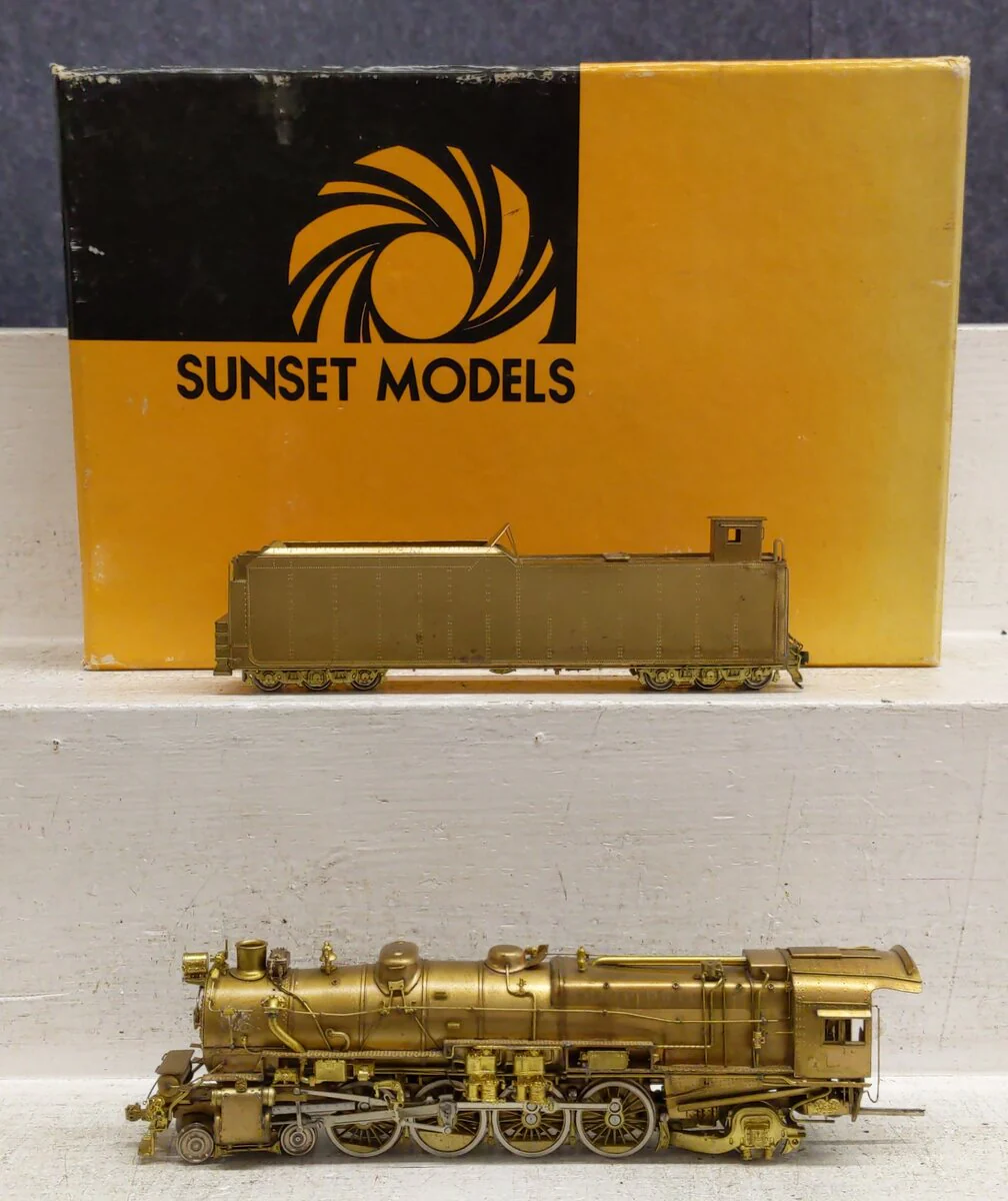 Sunset Models HO BRASS Pennsylvania M-1A 4-8-2 Steam Loco & Tender - Unpainted VG/Box