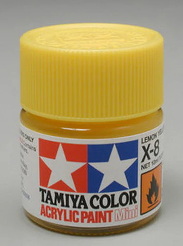 Tamiya 81508 Acrylic Mini X-8 Lemon Yellow 10 ml. Bottle - Image 2