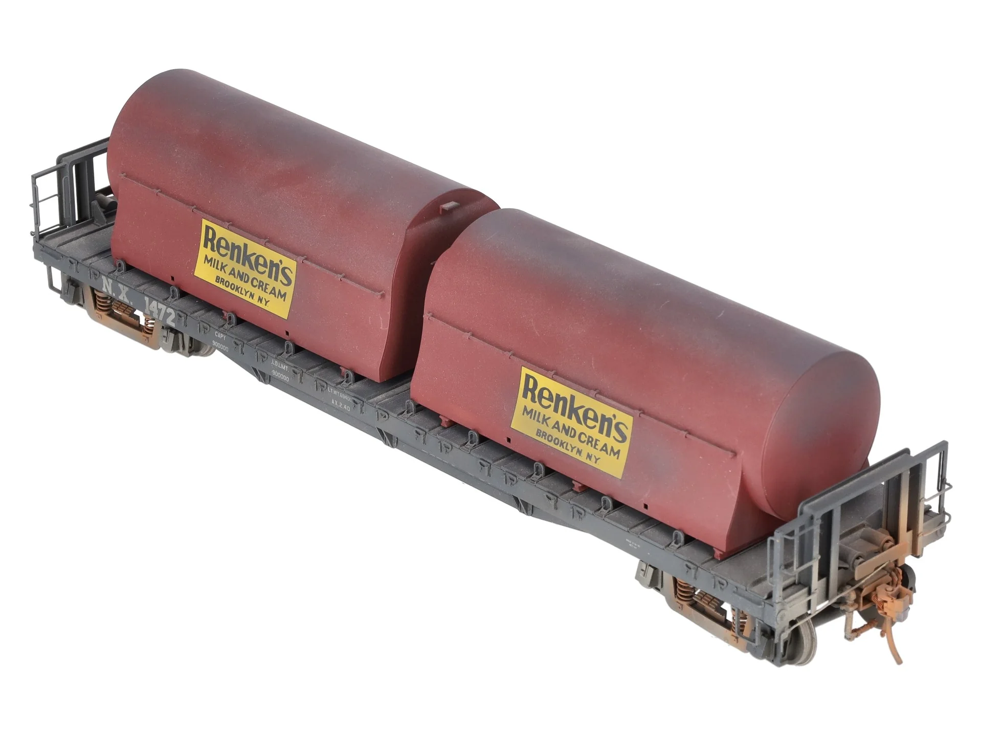 The Car Works O Brass National Car Co. 53' Flatcar #1472 w/ Bell Tanks Custom 2R/Box - Image 8