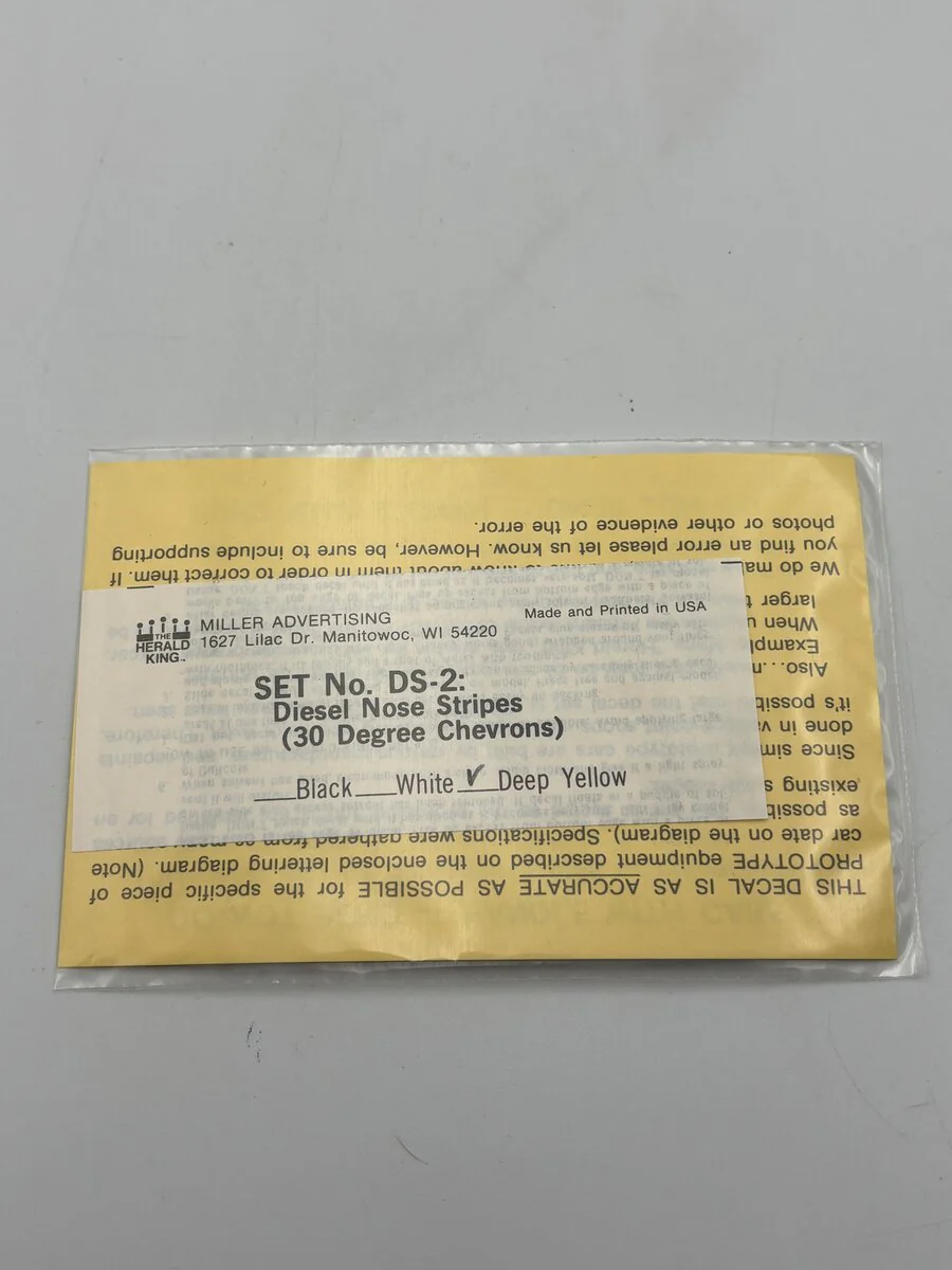The Herald King DS-2 HO Diesel Nose Stripes Deep Yellow Colored Decal