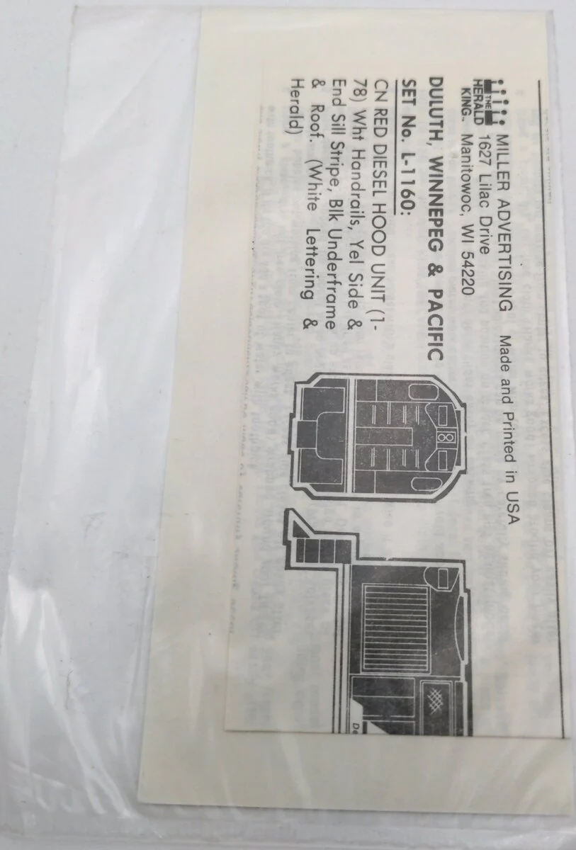 The Herald King L-1160Red Diesel Hood Unit- Duluth, Winnepeg, & Pacific Decal