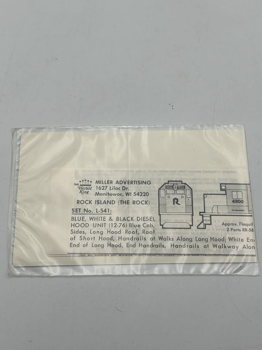 The Herald King L-541 HO Rock Island (The Rock) Blue, White & Black Diesel Decal