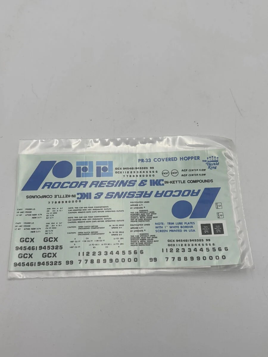 The Herald King PR-33 HO Lt. Grey "ACF Center Flow" Covered Hopper Decal - Image 2