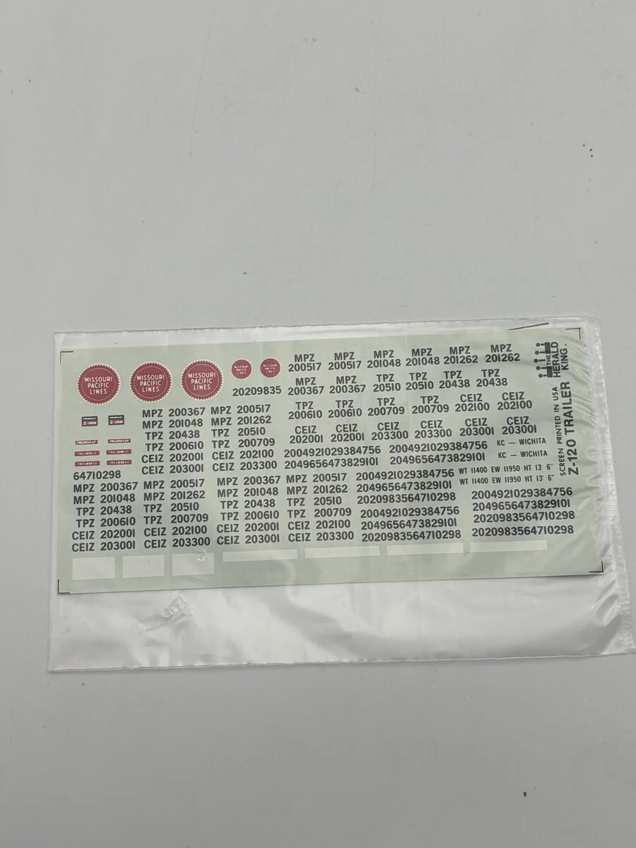 The Herald King Z-120 HO Aluminum Piggyback Trailer Decal - Image 2