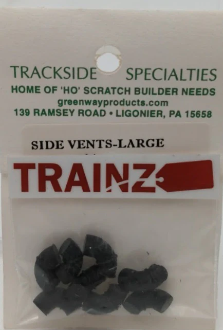 Trackside Specialties 040 HO Scale Black Large Side Vents (Pack of 8)