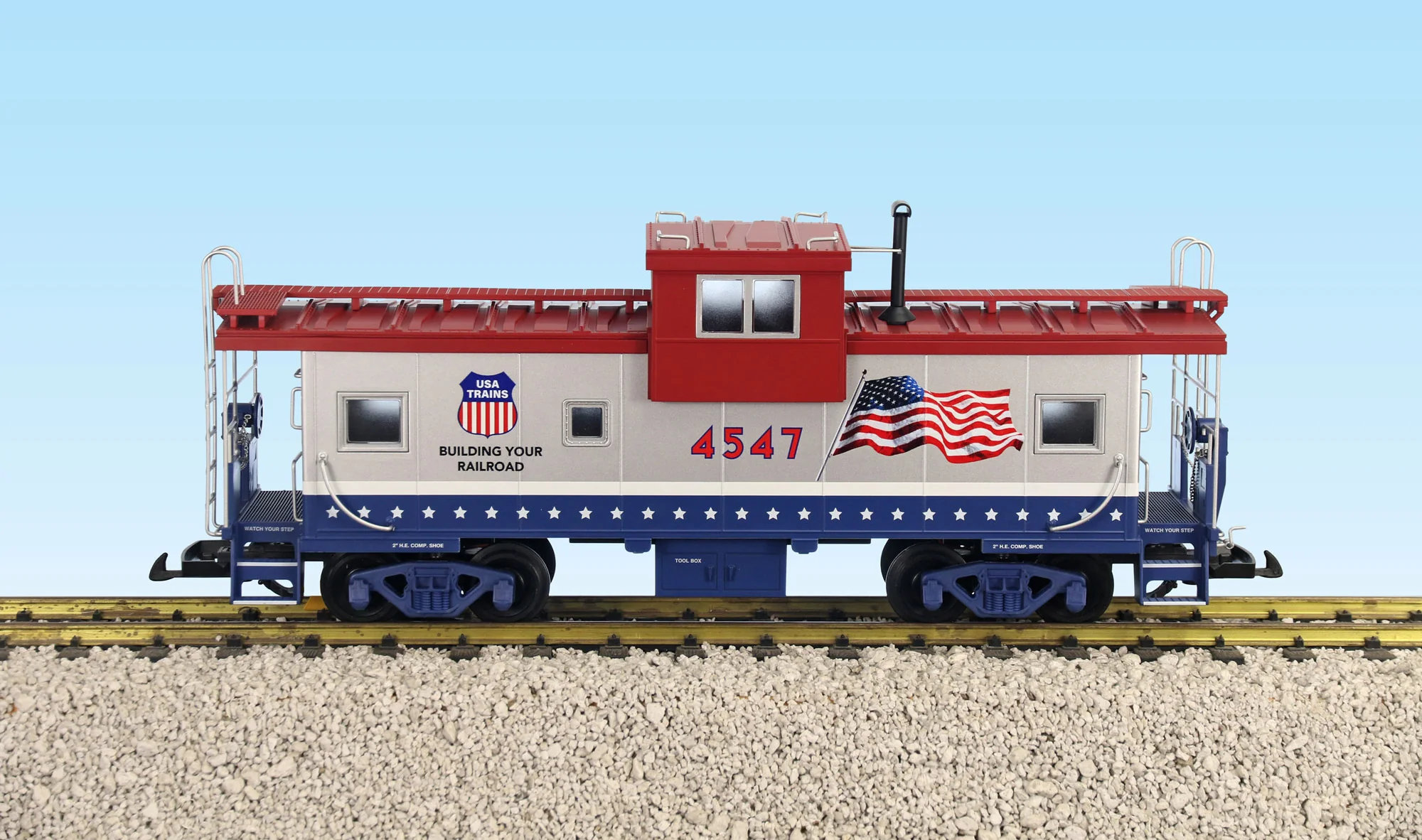 USA Trains R12134 G Patriotic Flag Extended Vision Caboose