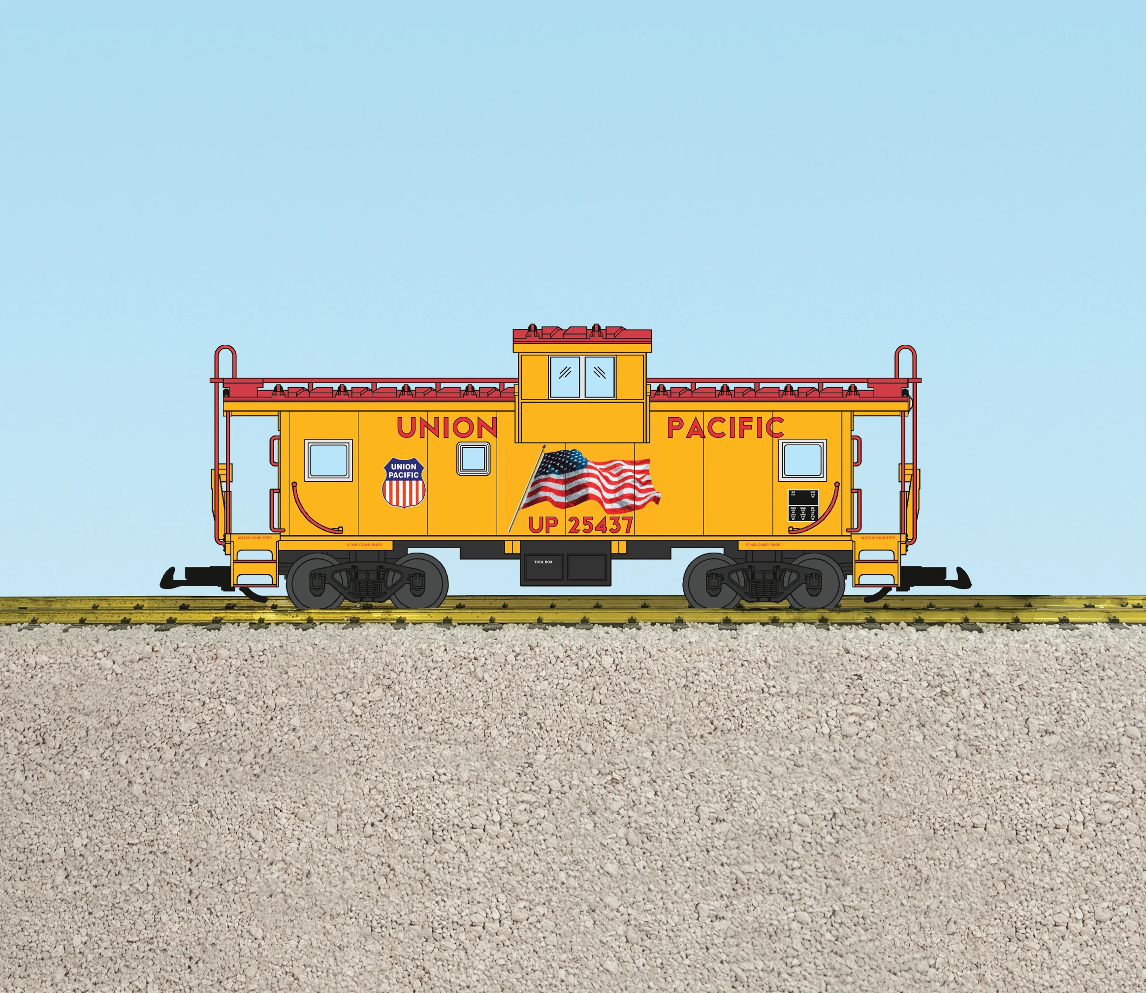 USA Trains R12136 G Union Pacific Flag Extended Vision Caboose
