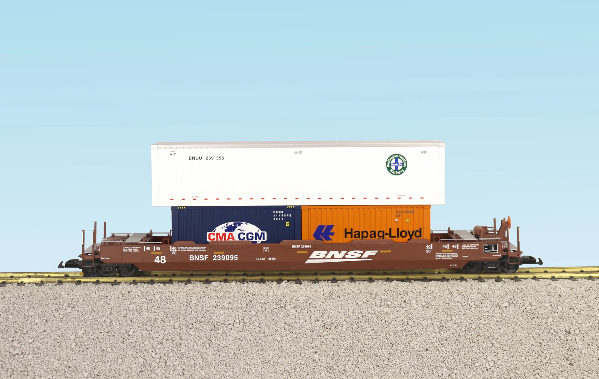 USA Trains R17137 G BNSF Speed Logo Intermodal Car with Containers #1