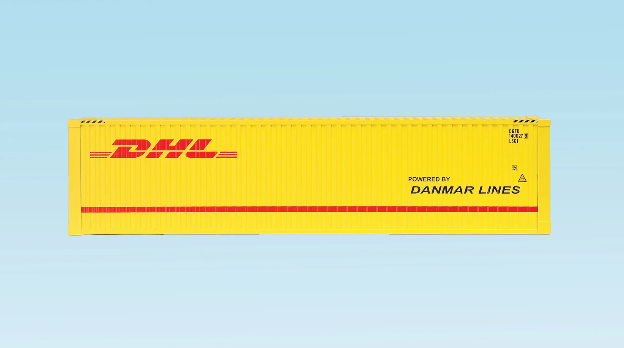 USA Trains R1713B G DHL 40' Intermodal Shipping Container w/Corrugated Sides