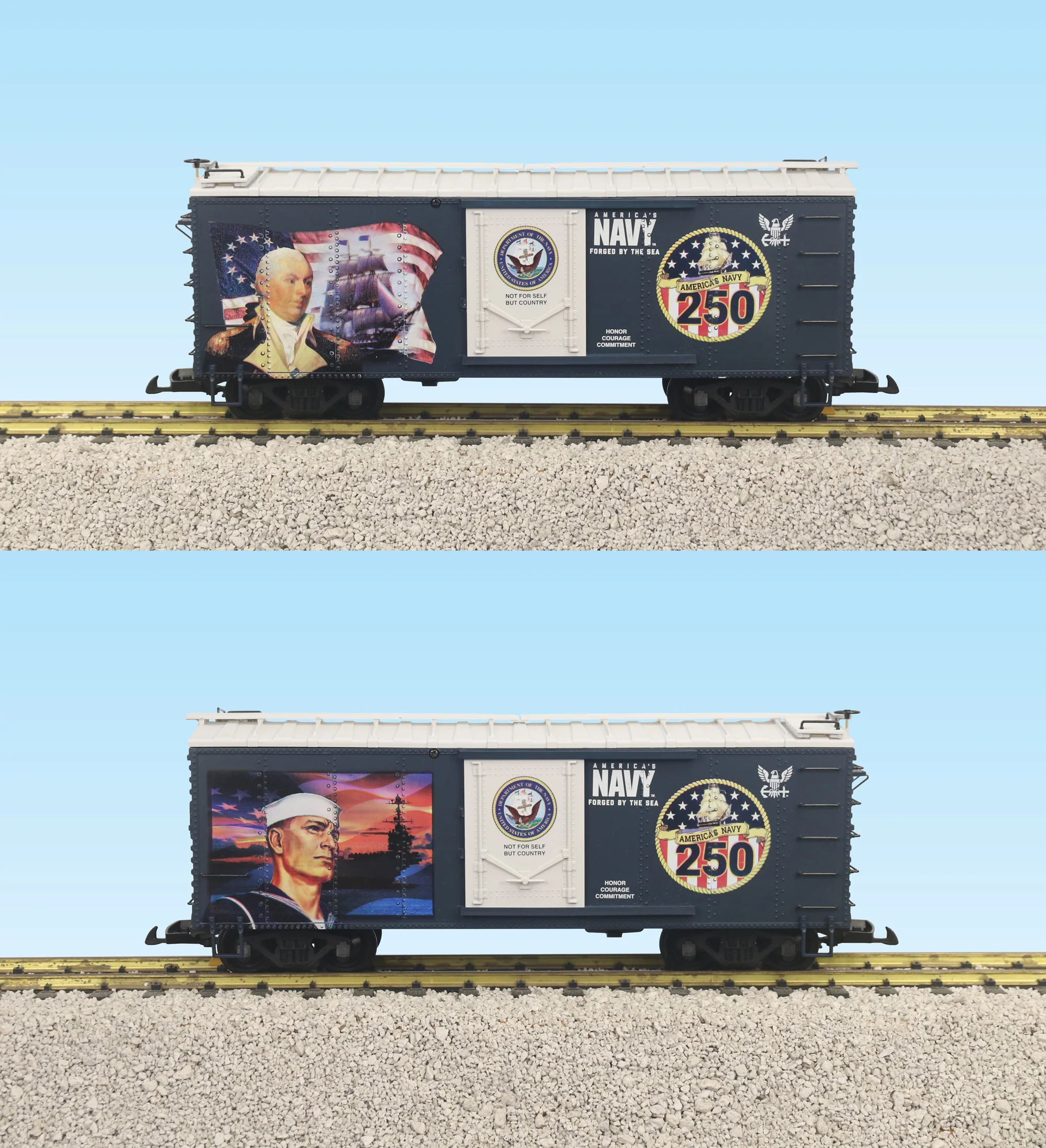 USA Trains R19160 G US Navy 250th Anniversary Boxcar - 2 Sided