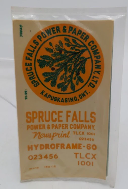 Walthers 163-20 O Gauge Yellow Spruce Falls Power & Paper Co Boxcar Decal
