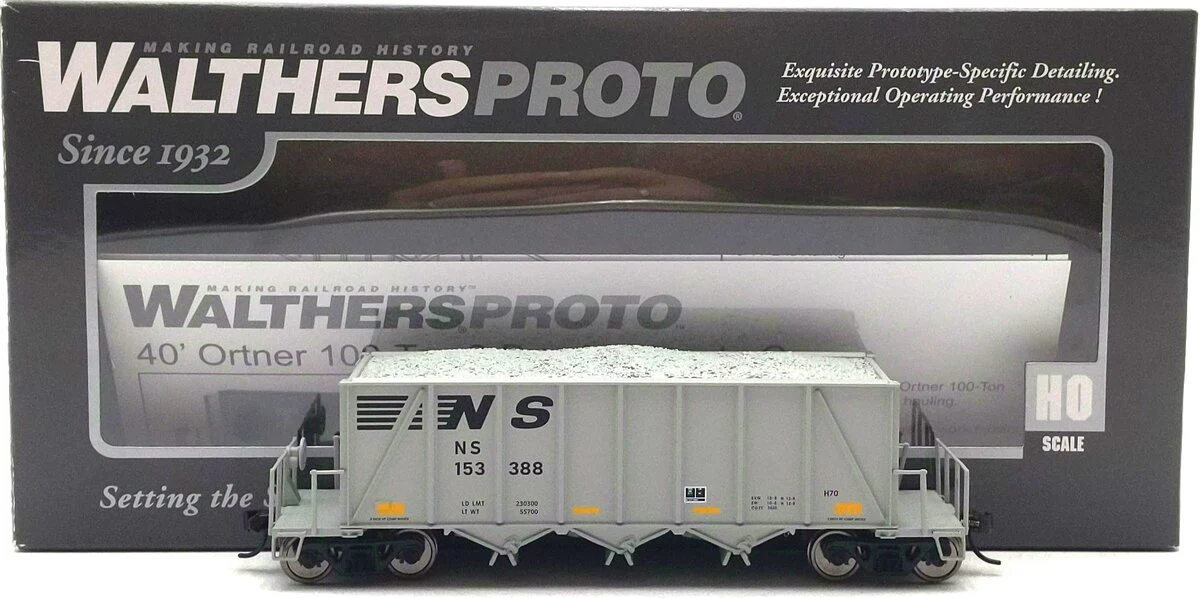 Walthers 920-106044 HO NS RTR 40' Ortner 100-Ton Open Aggregate Hopper #153388 LN/Box